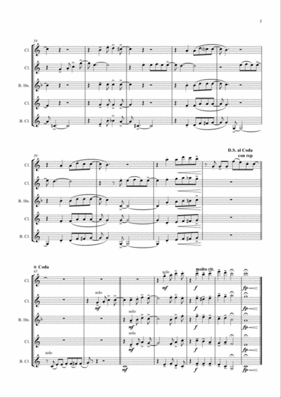 Oh happy day (Clarinet Quartet) Clarinet Quartet scores gallery preview page 4