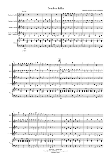 Drunken Sailor for Clarinet Quartet