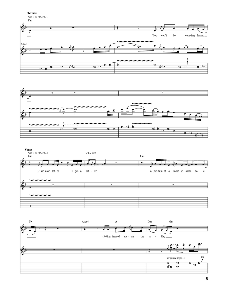 (Won't Be) Coming Home (Won't Be) Coming Home Acoustic Guitar scores gallery preview page 5