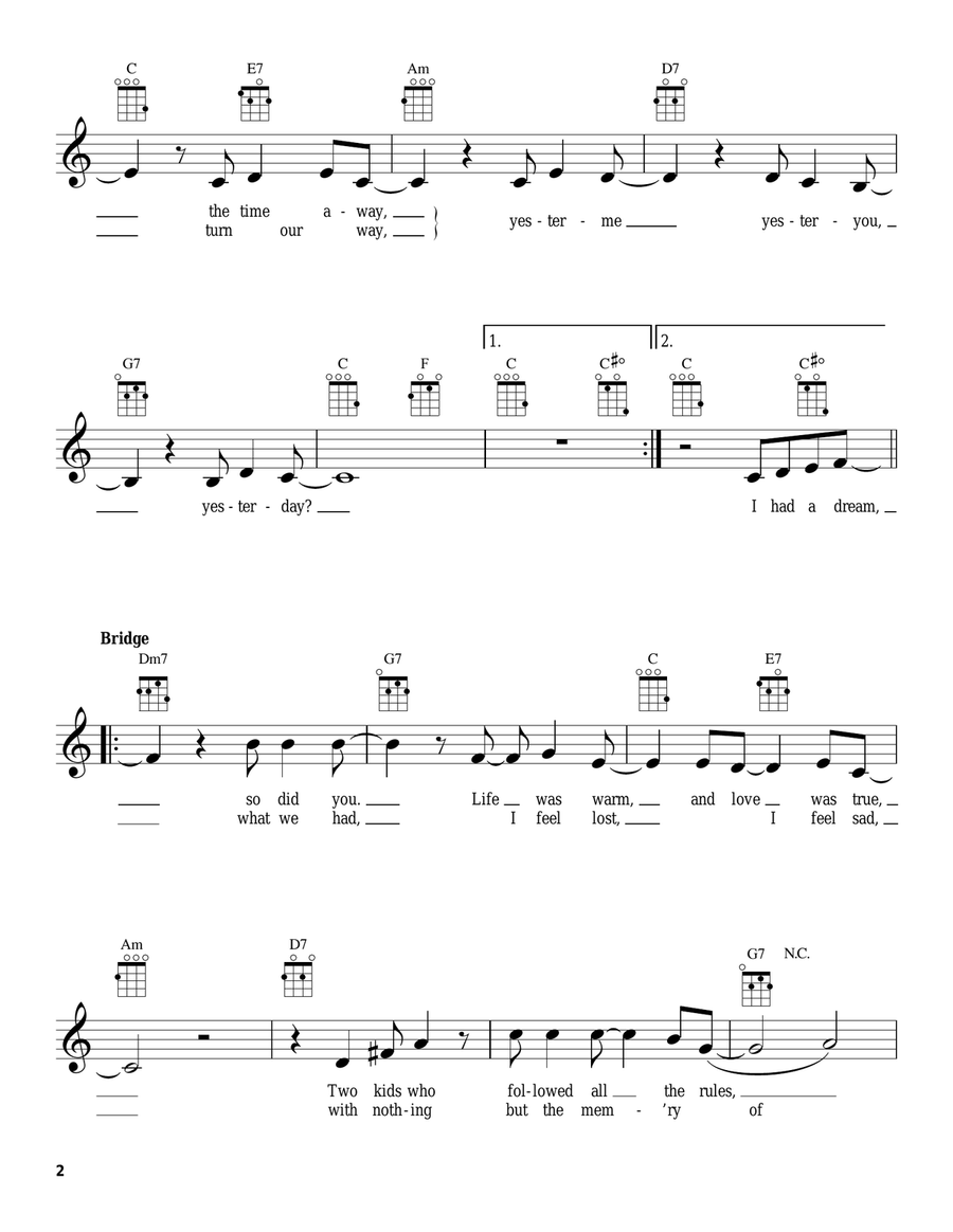 Yester-Me, Yester-You, Yesterday Ukulele scores gallery preview page 2