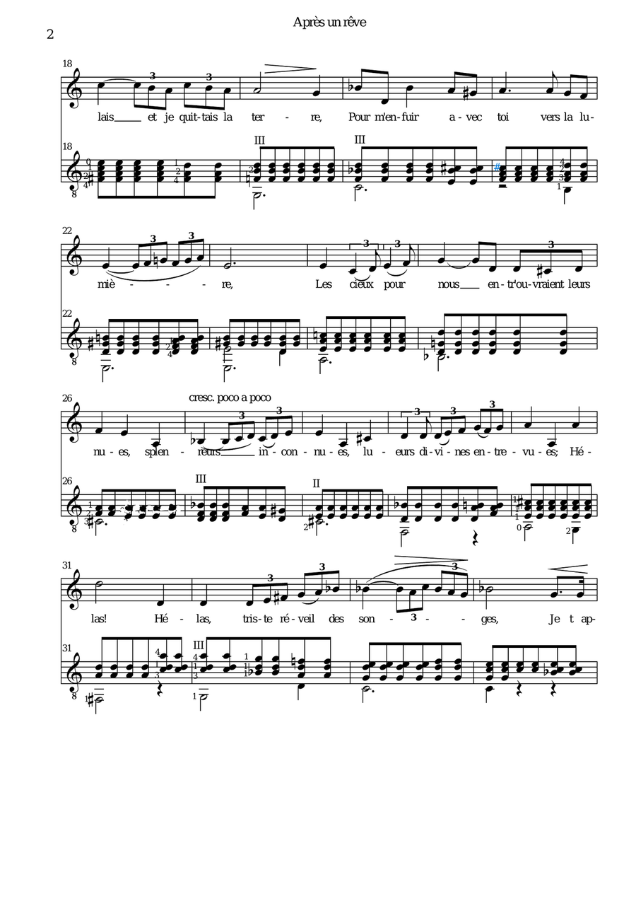 Après un rêve (low voice and classical guitar) Après un rêve (low voice and classical guitar) Piano, Vocal scores gallery preview page 2