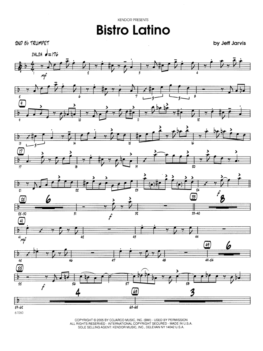 Bistro Latino - Trumpet 2 Jazz Ensemble scores gallery preview page 1