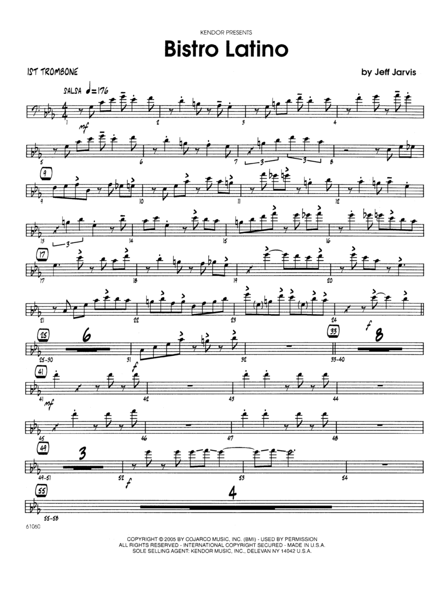 Bistro Latino - Trombone 1 Jazz Ensemble scores gallery preview page 1