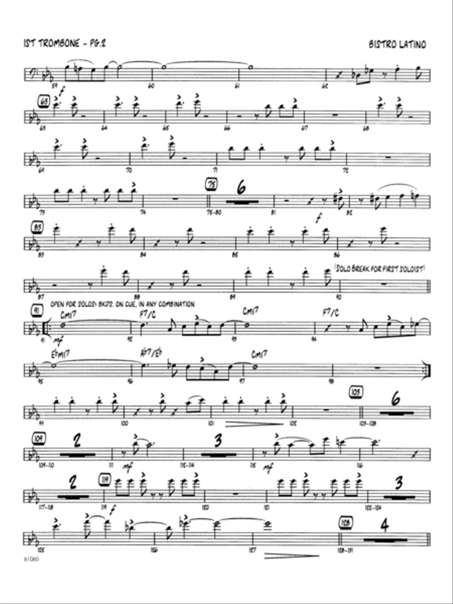 Bistro Latino - Trombone 1 Jazz Ensemble scores gallery preview page 2