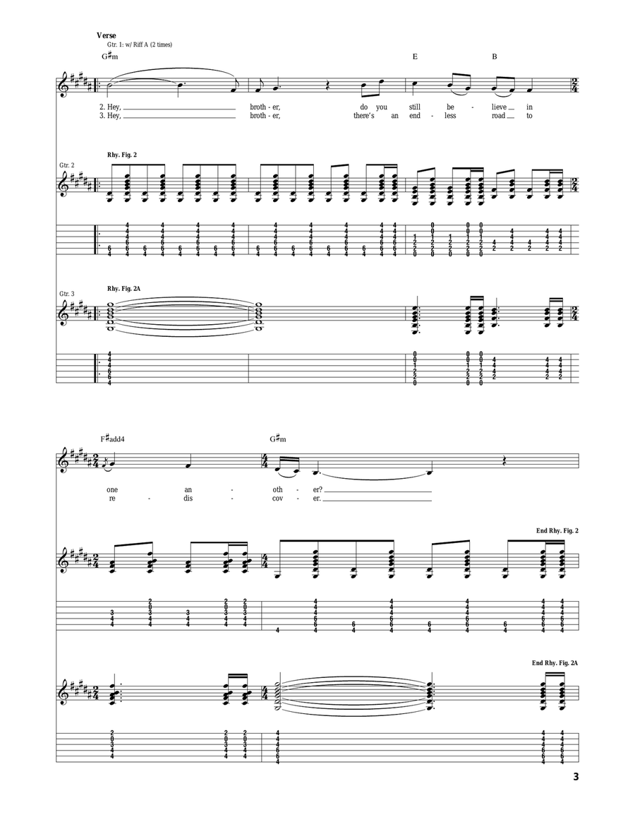Hey Brother Hey Brother Acoustic Guitar scores gallery preview page 3