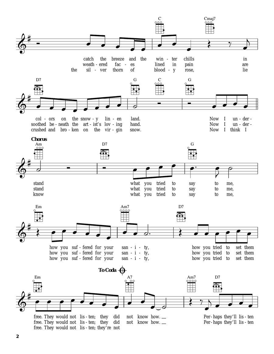 Vincent (Starry Starry Night) Ukulele scores gallery preview page 2