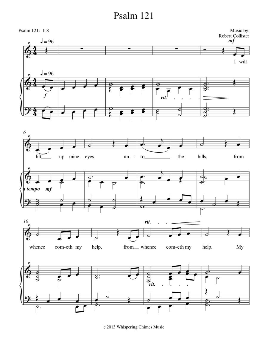 Psalm 121 (medium low voice) by Robert Collister Low Voice - Digital Sheet Music page 2