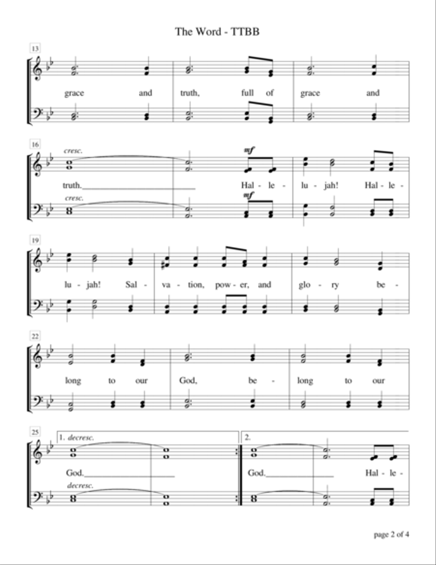 The Word (TTBB a cappella) TTBB scores gallery preview page 2