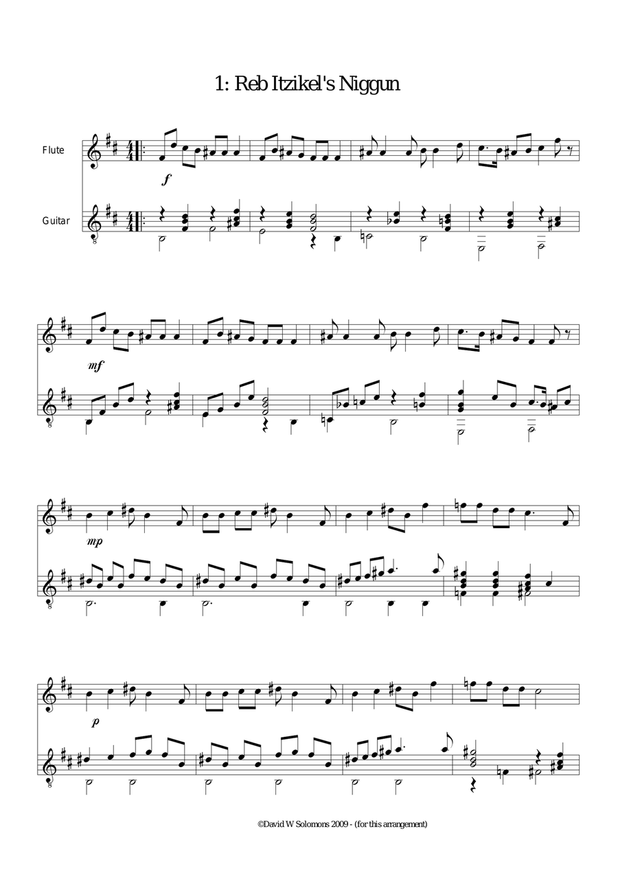 8 Jewish melodies for flute and guitar (complete set) Flute scores gallery preview page 2