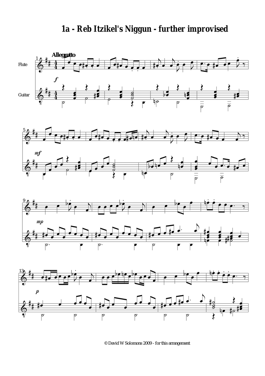 8 Jewish melodies for flute and guitar (complete set) Flute scores gallery preview page 4