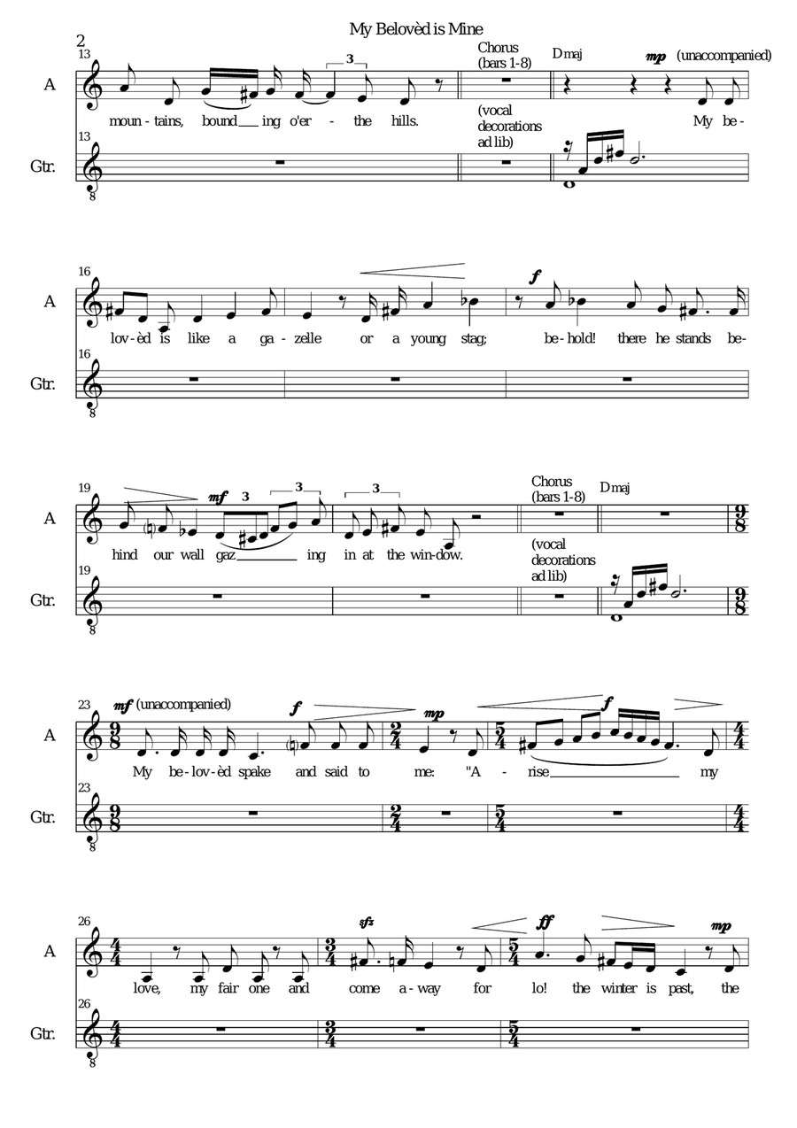 My beloved is mine for alto and guitar Classical Guitar scores gallery preview page 2