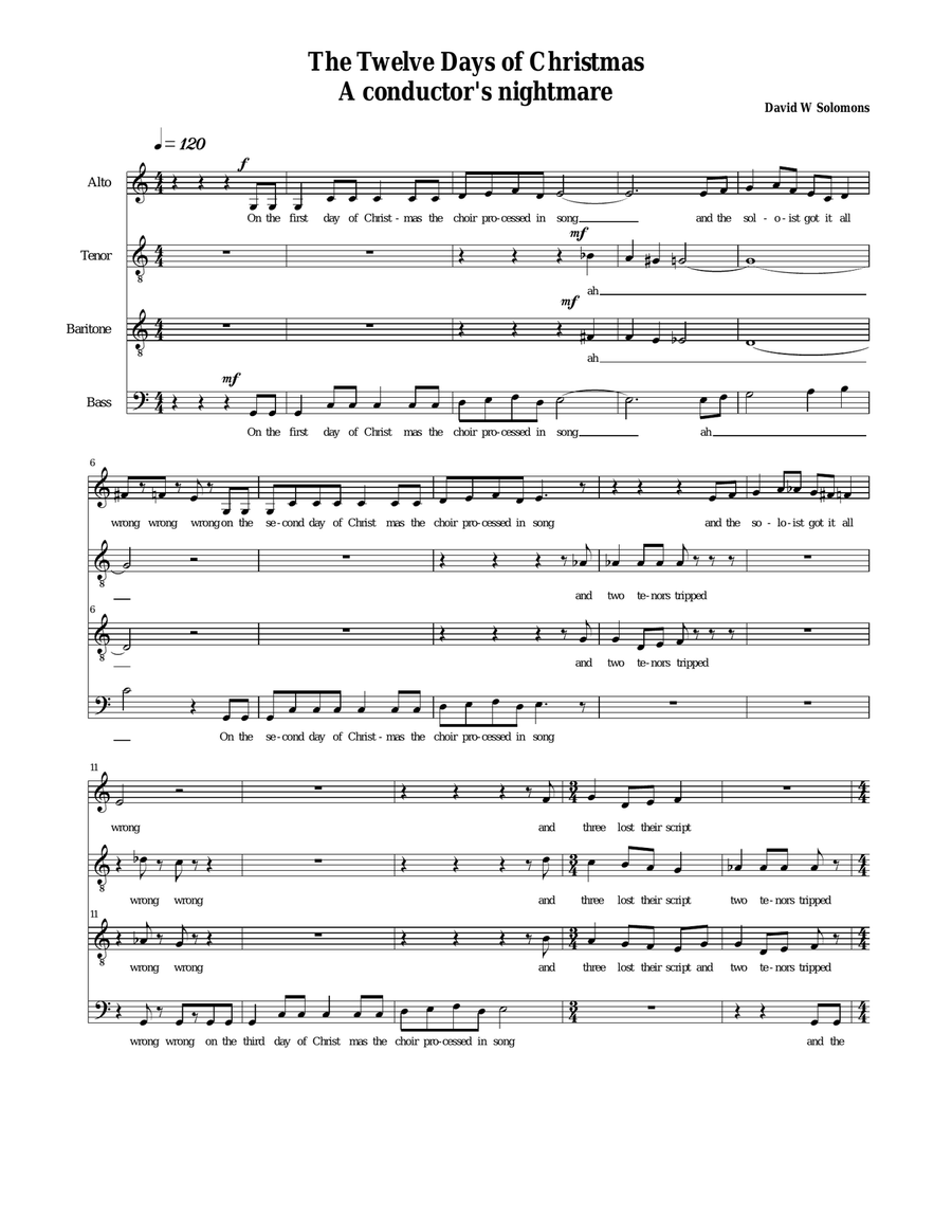 The 12 days of Christmas, a conductor's nightmare (ATBarB version) TB scores gallery preview page 2