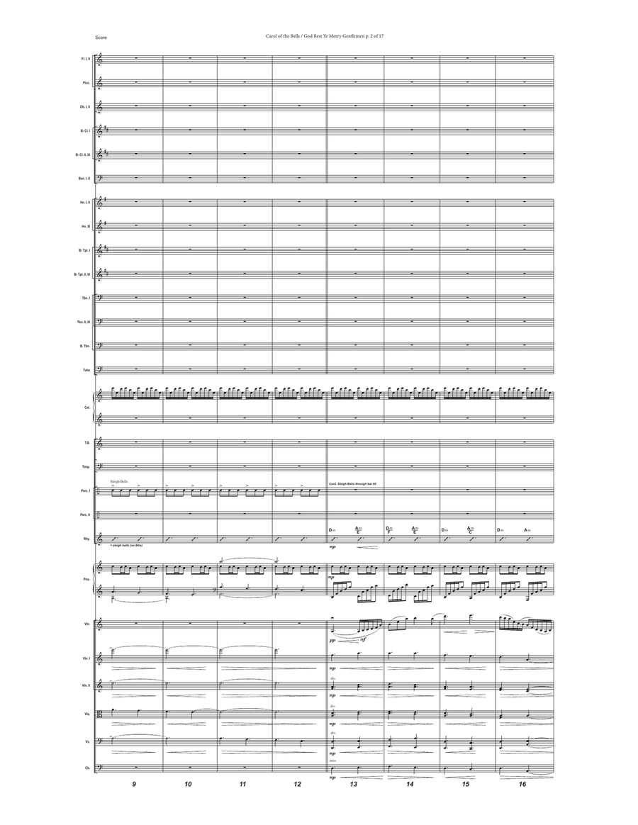 Carol of the Bells / God Rest Ye Merry Gentlemen - Violin and Orchestra (Full Score and Parts) Full Orchestra scores gallery preview page 5
