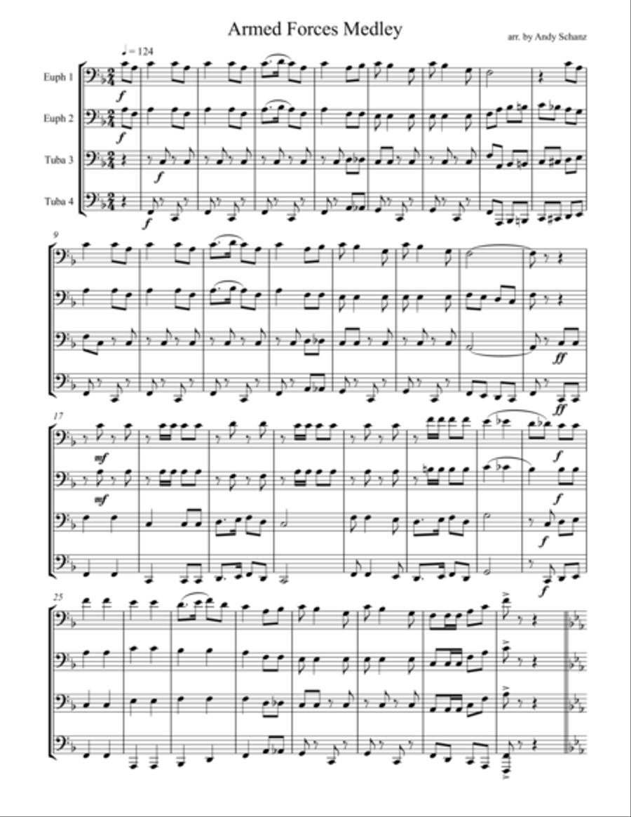 Armed Forces Medley Euphonium scores gallery preview page 1
