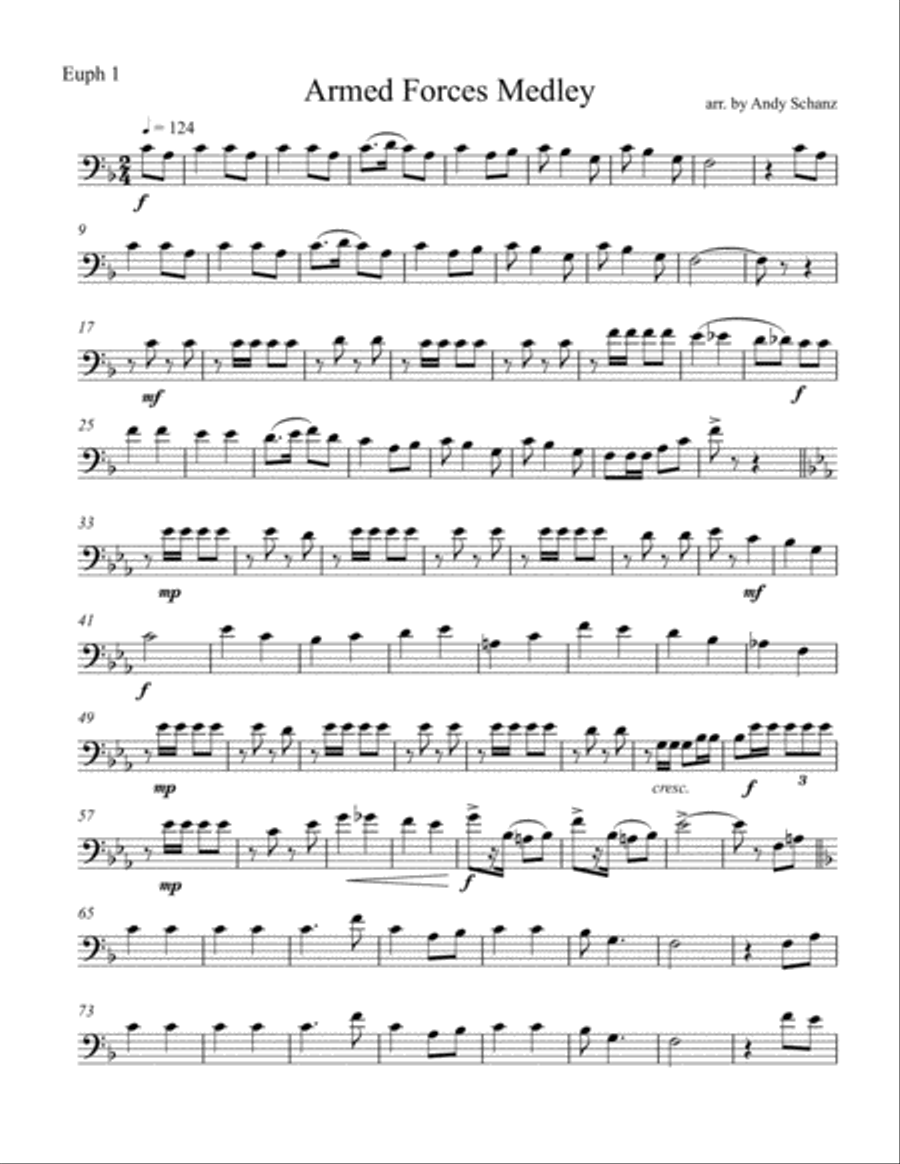 Armed Forces Medley Euphonium scores gallery preview page 6
