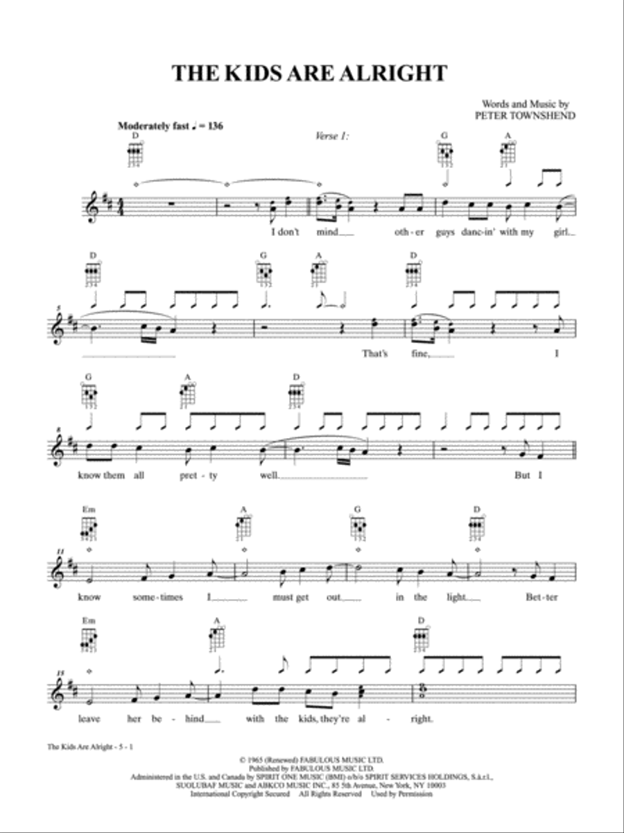 The Kids Are Alright Ukulele scores gallery preview page 1