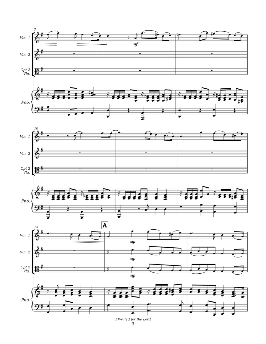 I Waited for the Lord for 2 Vln or Vln & Vla and Piano String Duet scores gallery preview page 6