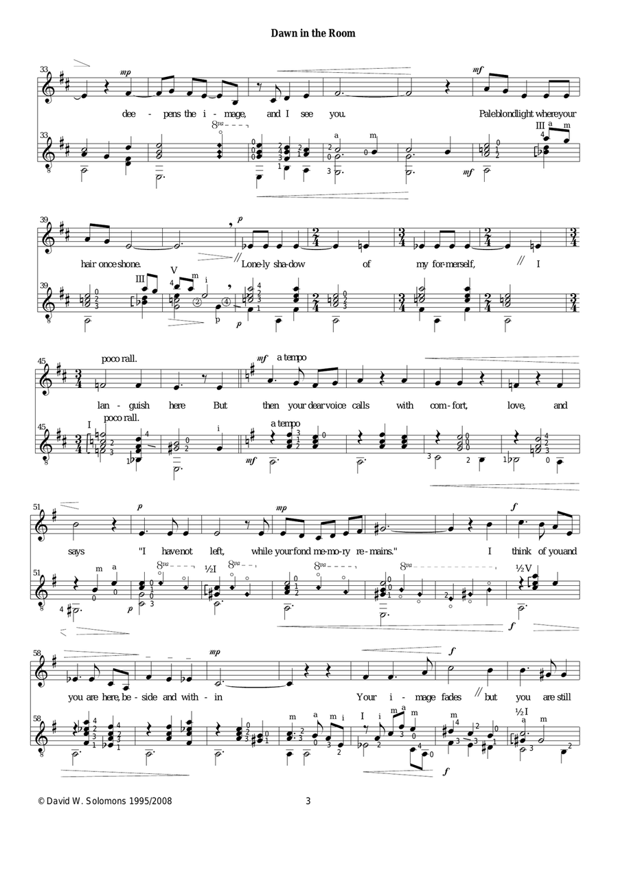 Dawn in the room (alto and guitar) words by E M Solomons Classical Guitar scores gallery preview page 2