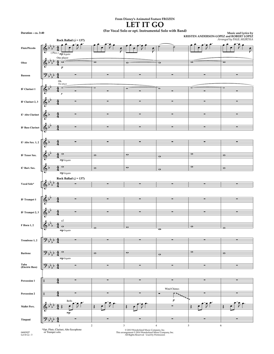 Let It Go - Conductor Score (Full Score) Concert Band scores gallery preview page 2