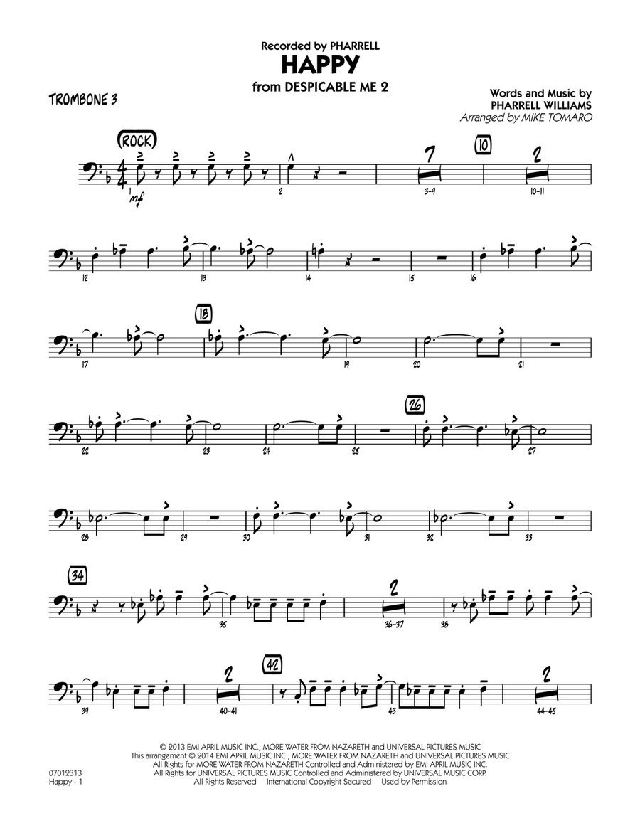 Happy (from Despicable Me 2) - Trombone 3 Jazz Ensemble scores gallery preview page 1
