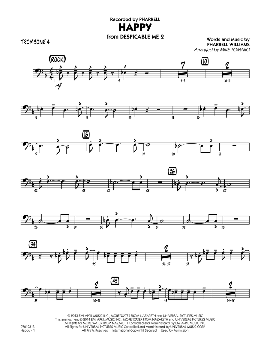 Happy (from Despicable Me 2) - Trombone 4 Jazz Ensemble scores gallery preview page 1