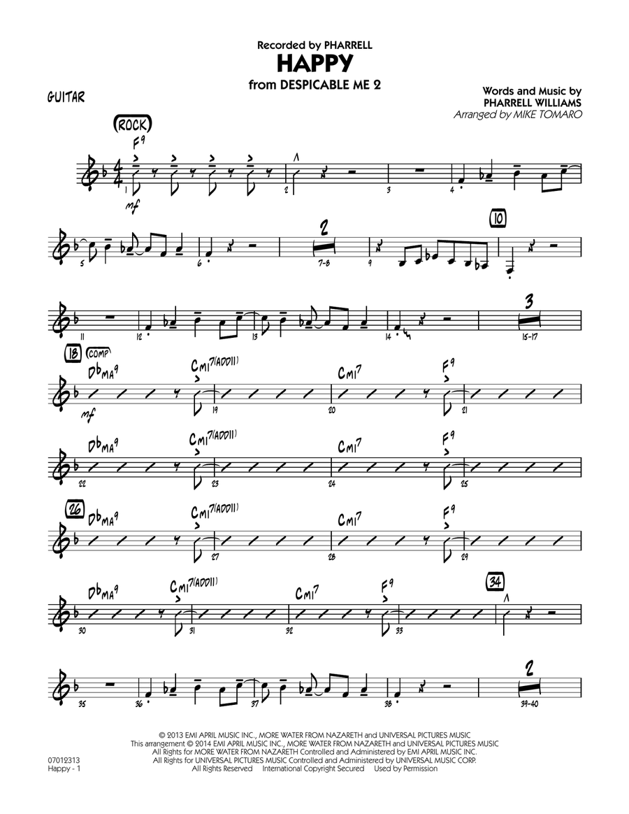 Happy (from Despicable Me 2) - Guitar Jazz Ensemble scores gallery preview page 1