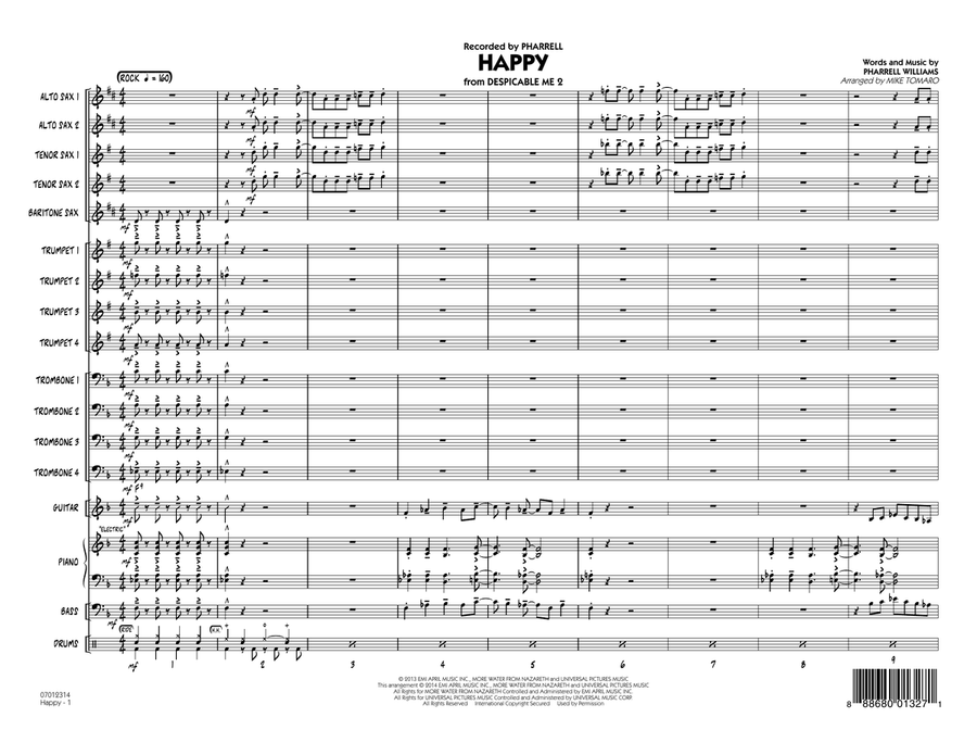 Happy (from Despicable Me 2) - Conductor Score (Full Score) Jazz Ensemble scores gallery preview page 1