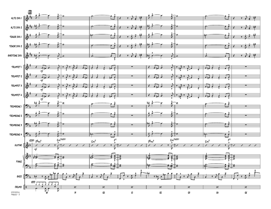 Happy (from Despicable Me 2) - Conductor Score (Full Score) Jazz Ensemble scores gallery preview page 3