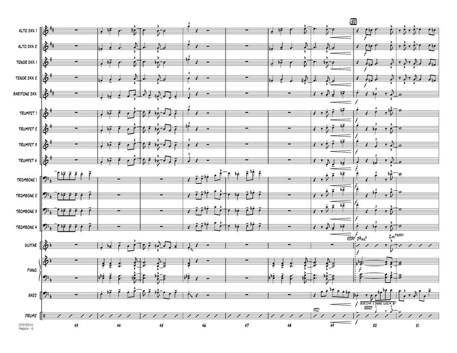 Happy (from Despicable Me 2) - Conductor Score (Full Score) Jazz Ensemble scores gallery preview page 6
