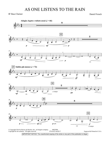 As One Listens to the Rain - Bb Bass Clarinet