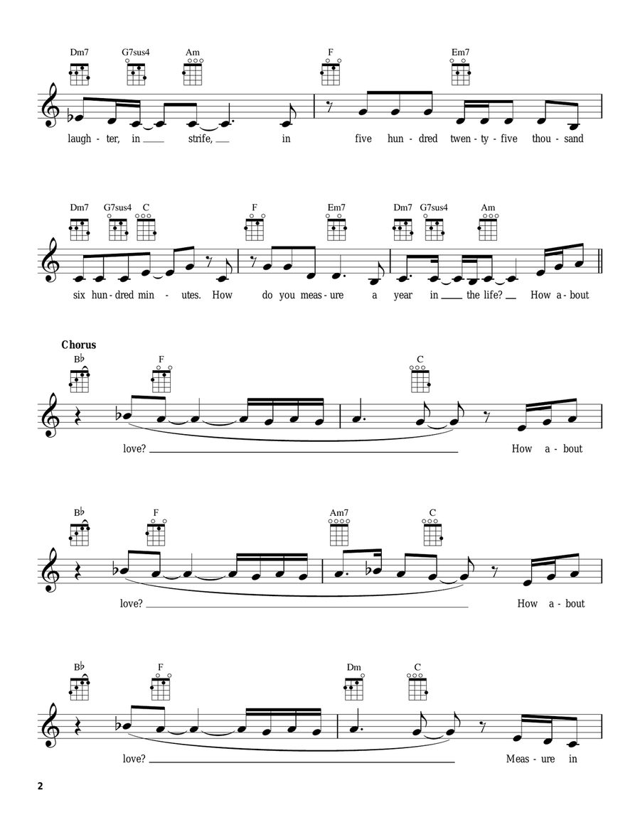 Seasons Of Love (from Rent) Ukulele scores gallery preview page 2