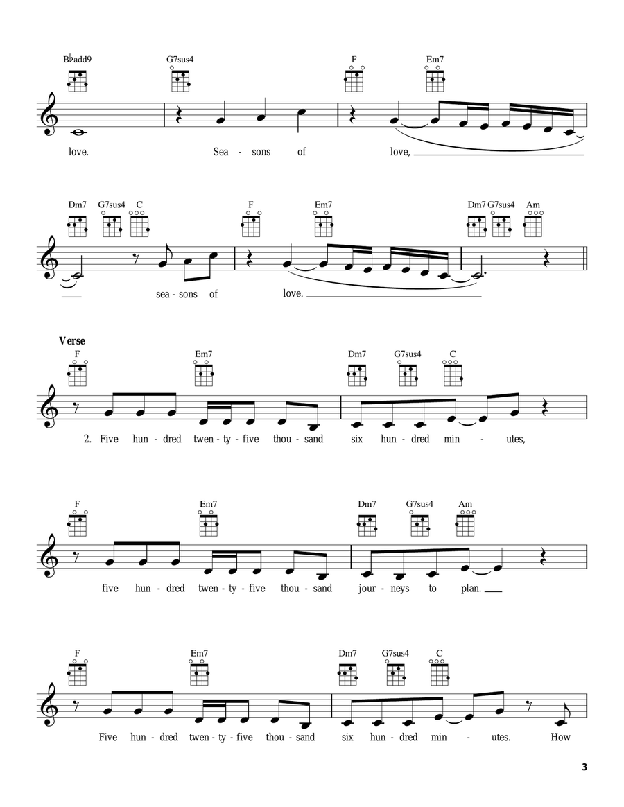 Seasons Of Love (from Rent) Ukulele scores gallery preview page 3