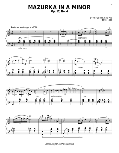 Mazurka In A Minor, Op. 17, No. 4