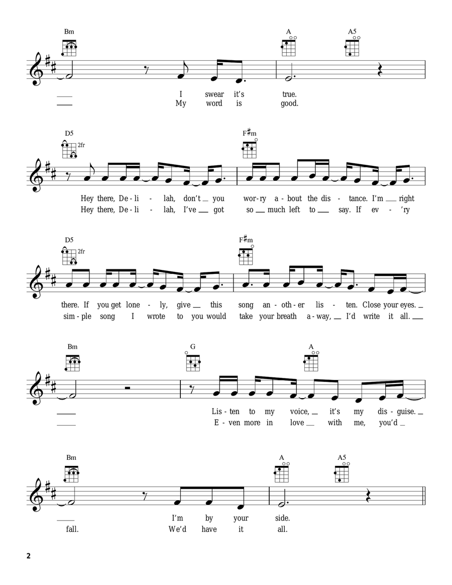 Hey There Delilah Hey There Delilah Ukulele scores gallery preview page 2