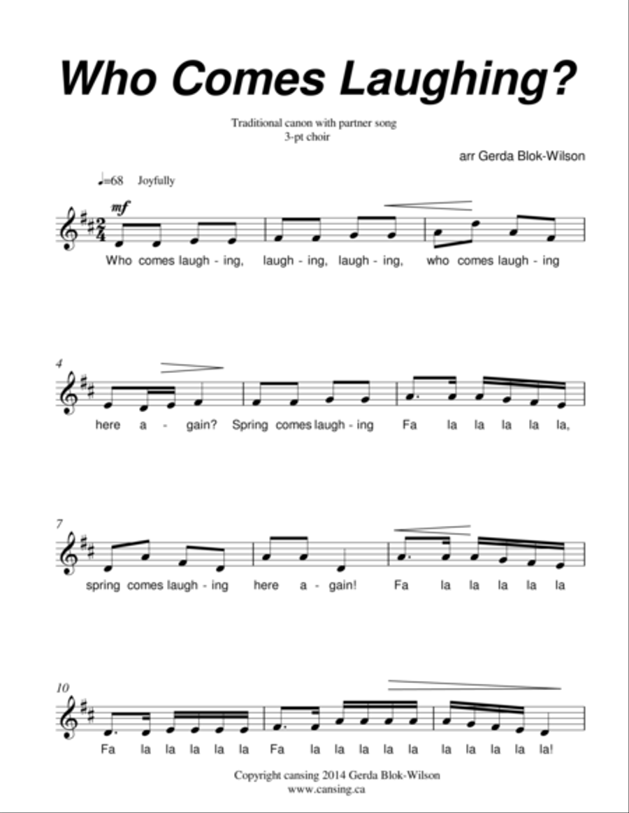 Who Comes Laughing 3-Part scores gallery preview page 1