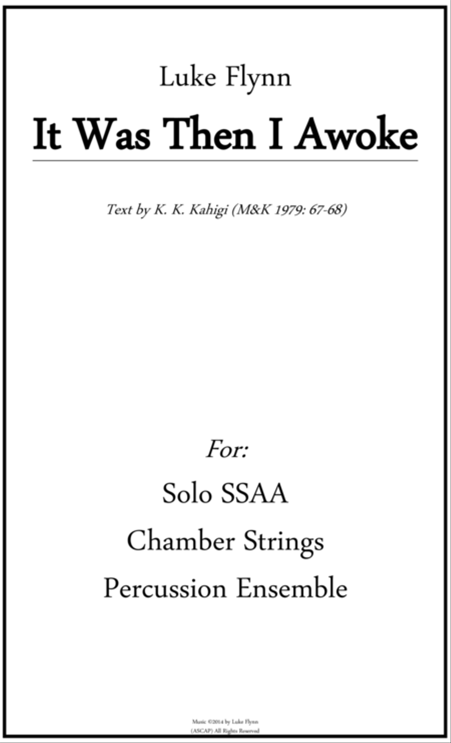 It Was Then I Awoke Percussion Ensemble scores gallery preview page 1