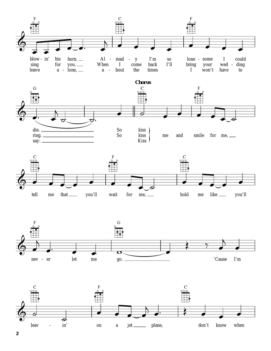 Leaving On A Jet Plane Leaving On A Jet Plane Ukulele scores gallery preview page 2