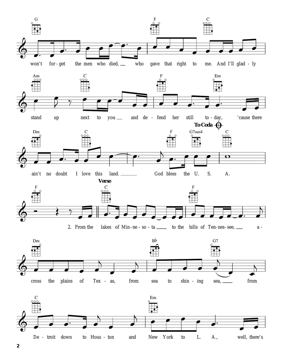 God Bless The U.S.A. God Bless The U.S.A. Ukulele scores gallery preview page 2