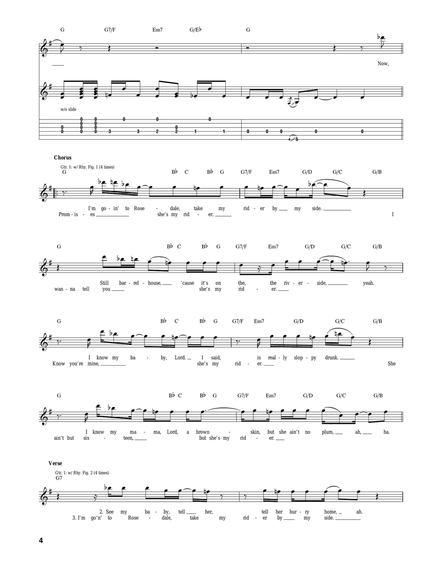 Traveling Riverside Blues Electric Guitar scores gallery preview page 4
