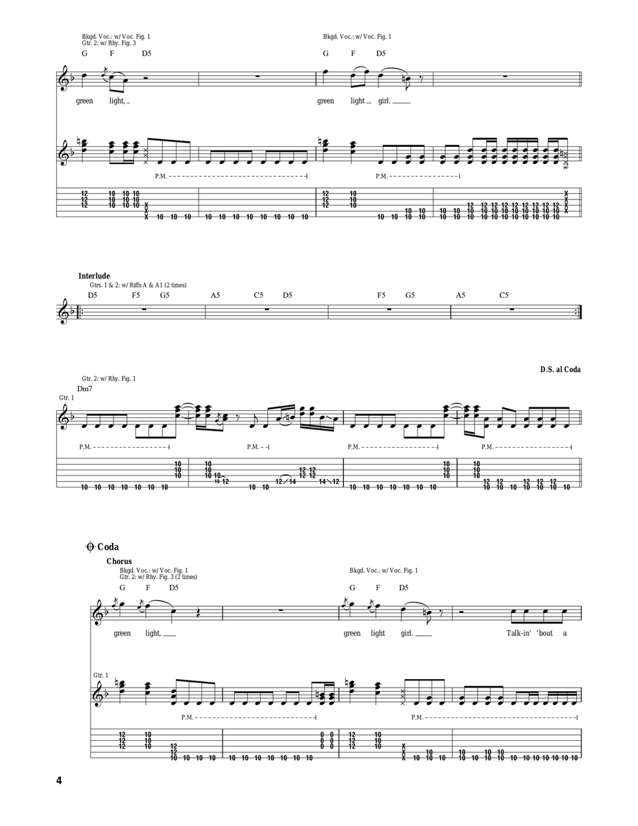 Green Light Girl Green Light Girl Acoustic Guitar scores gallery preview page 4
