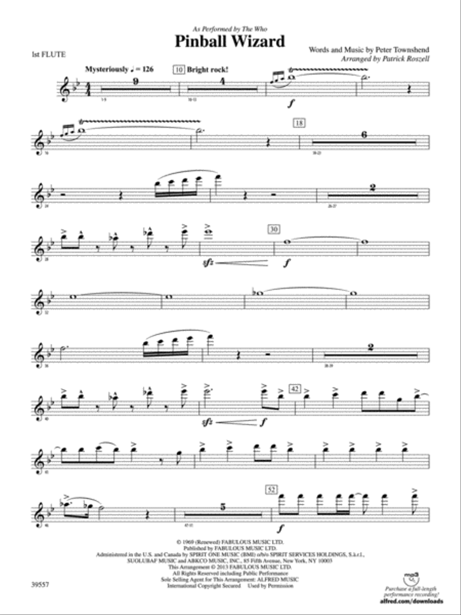Pinball Wizard: Flute Concert Band scores gallery preview page 1