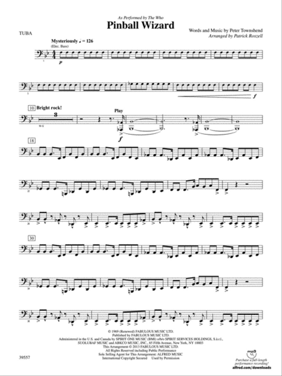 Pinball Wizard: Tuba Concert Band scores gallery preview page 1