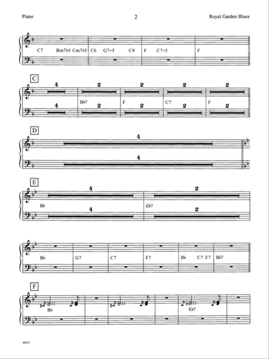 Royal Garden Blues: Piano Accompaniment Jazz Ensemble scores gallery preview page 2