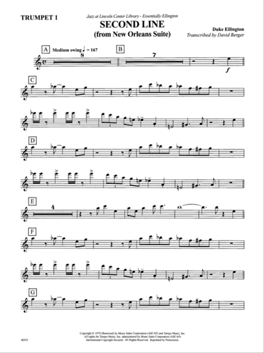 The Second Line: 1st B-flat Trumpet Jazz Ensemble scores gallery preview page 1