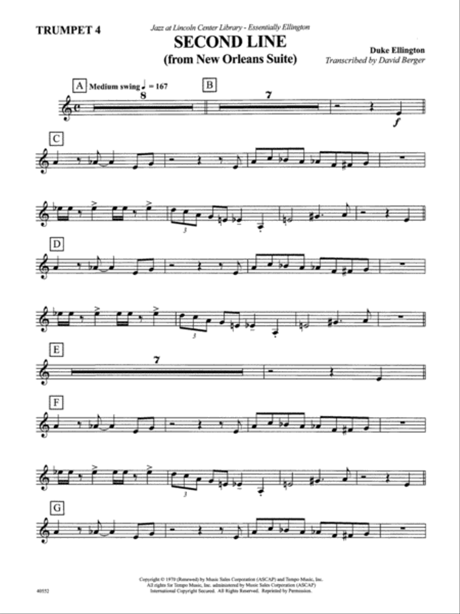The Second Line: 4th B-flat Trumpet Jazz Ensemble scores gallery preview page 1