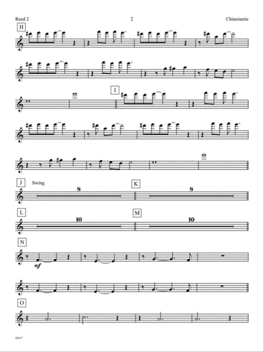 Chinoiserie (from Afro-Euroasian Eclipse): 2nd E-flat Alto Saxophone Jazz Ensemble scores gallery preview page 2