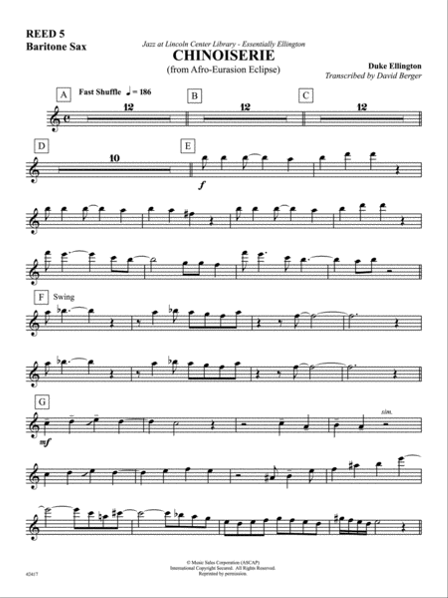 Chinoiserie (from Afro-Euroasian Eclipse): E-flat Baritone Saxophone Jazz Ensemble scores gallery preview page 1