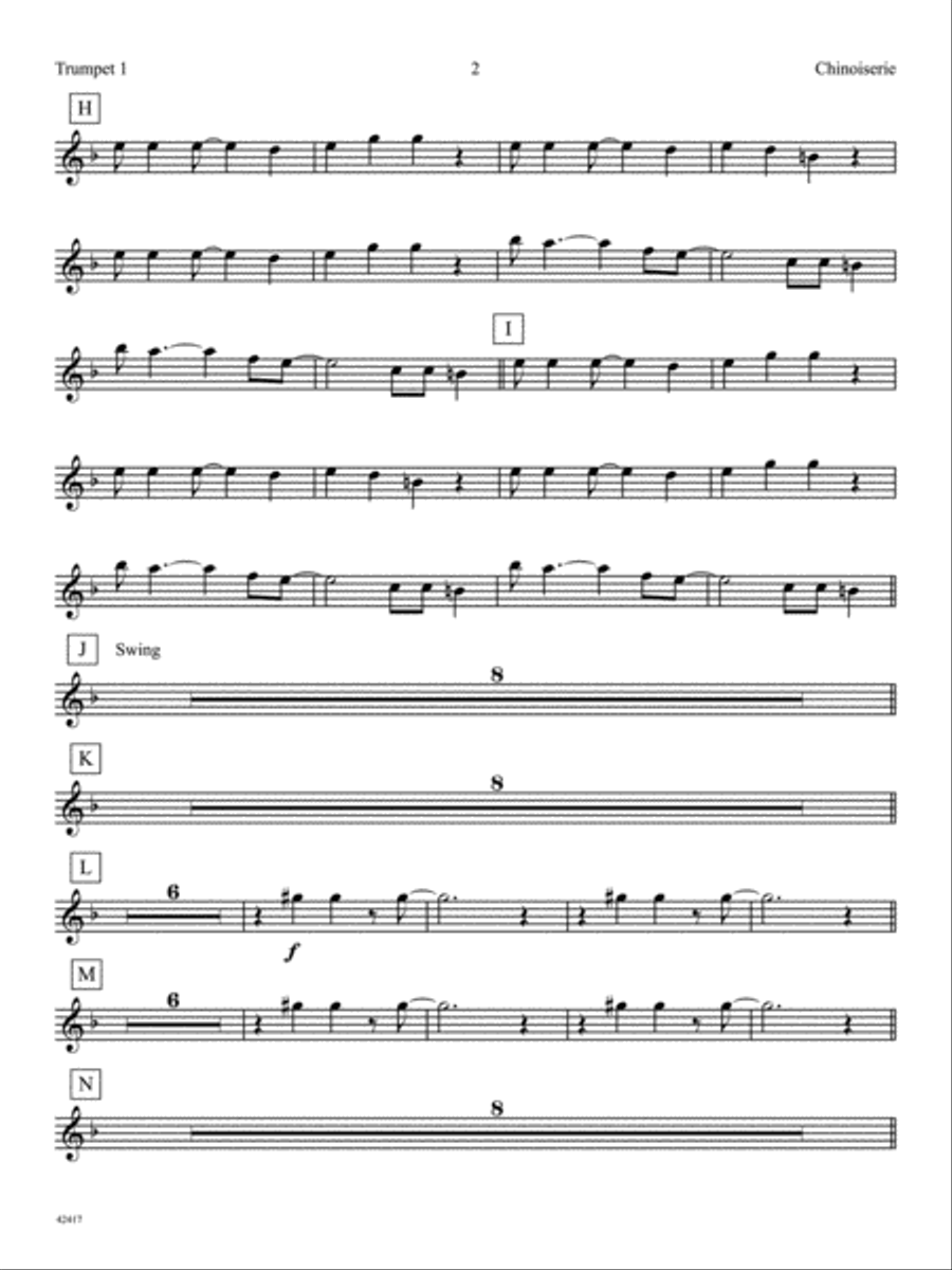 Chinoiserie (from Afro-Euroasian Eclipse): 1st B-flat Trumpet Jazz Ensemble scores gallery preview page 2