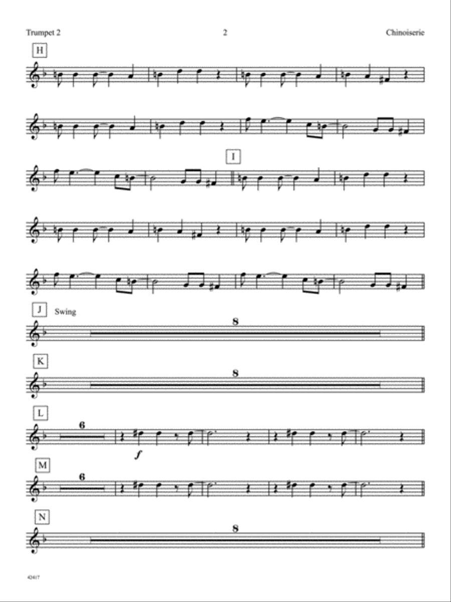 Chinoiserie (from Afro-Euroasian Eclipse): 2nd B-flat Trumpet Jazz Ensemble scores gallery preview page 2