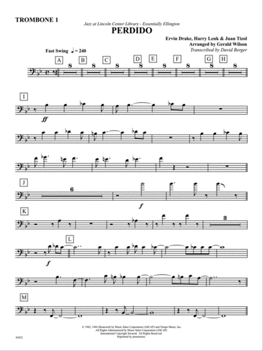 Perdido: 1st Trombone Jazz Ensemble scores gallery preview page 1